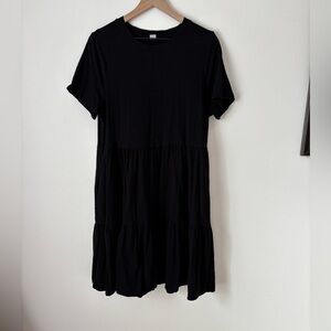 Old Navy Black Tiered Cotton T-Shirt Dress in Size Large Tall